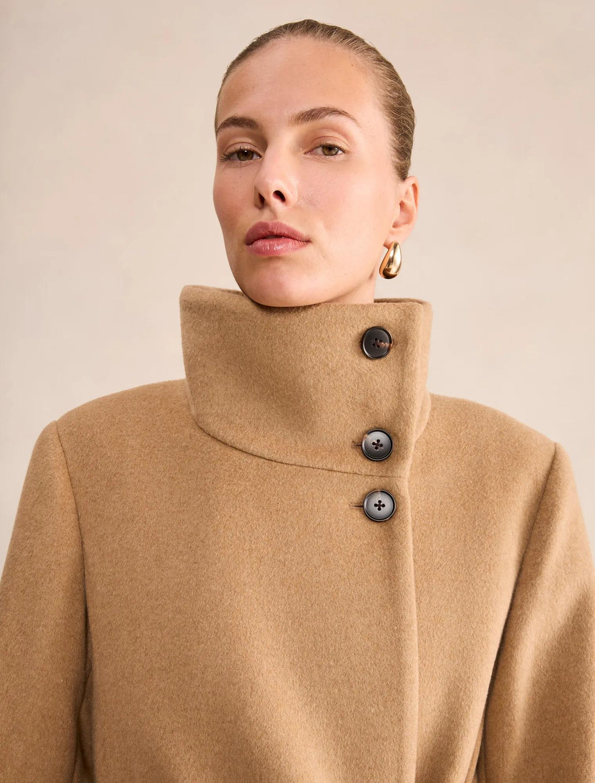 Rue Funnel Neck Coat Camel