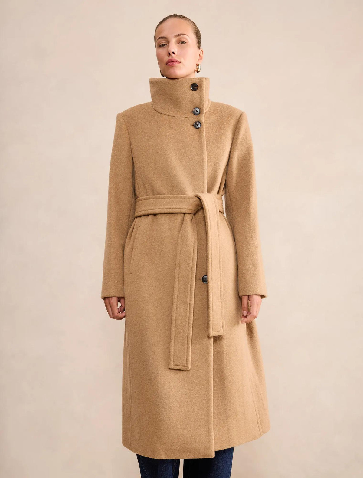Rue Funnel Neck Coat Camel
