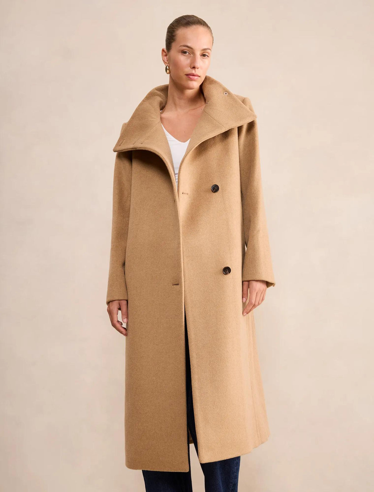 Rue Funnel Neck Coat Camel