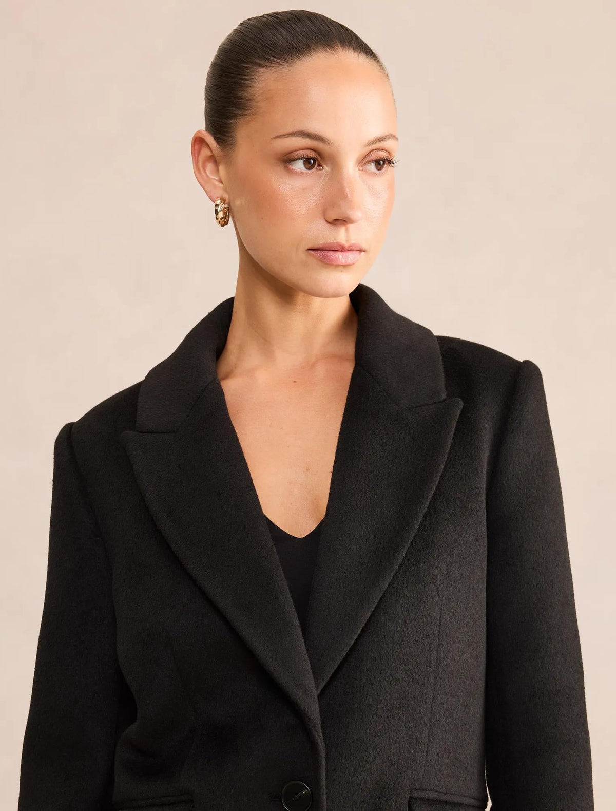 Avery Petite Single Breasted Coat Black