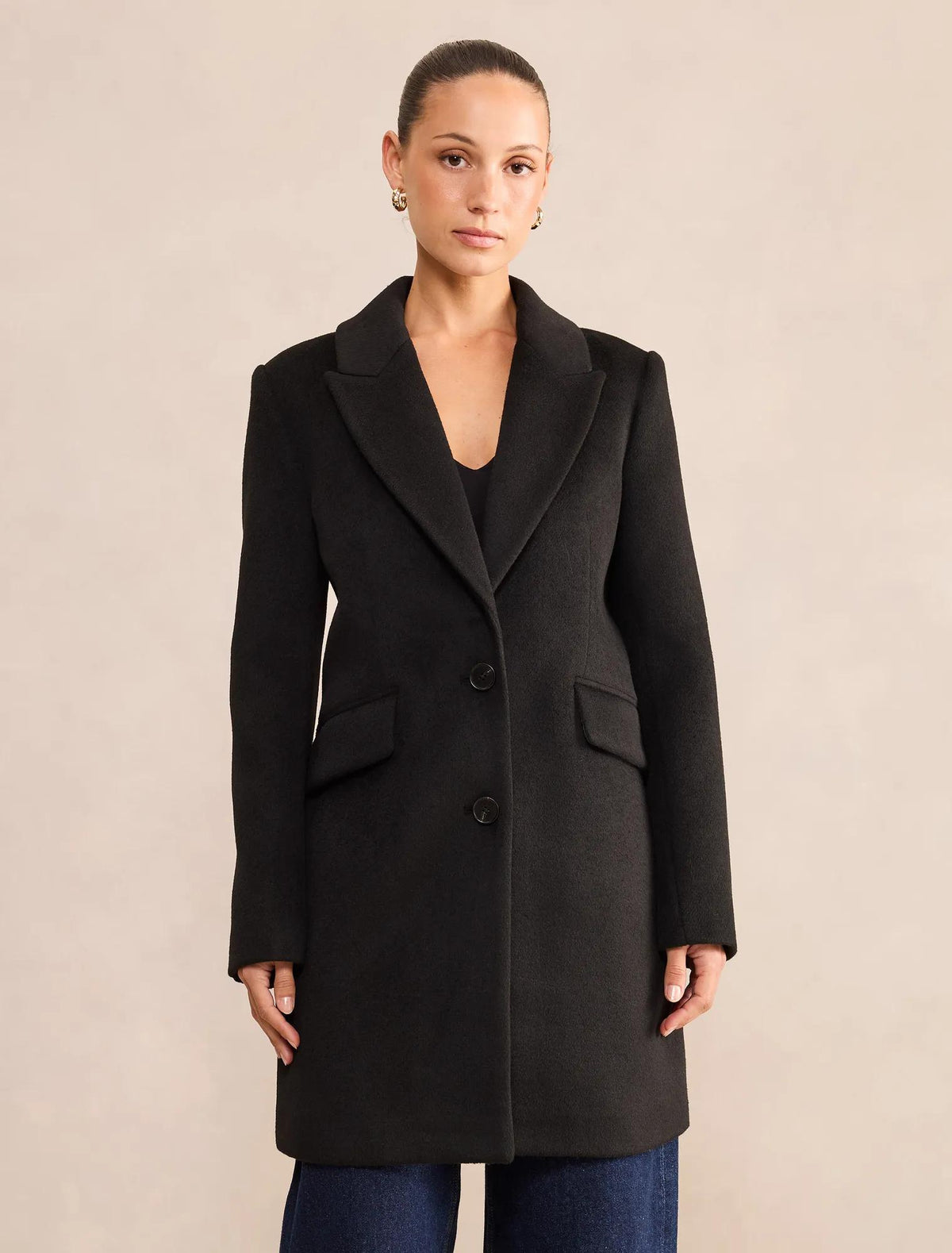 Avery Petite Single Breasted Coat Black