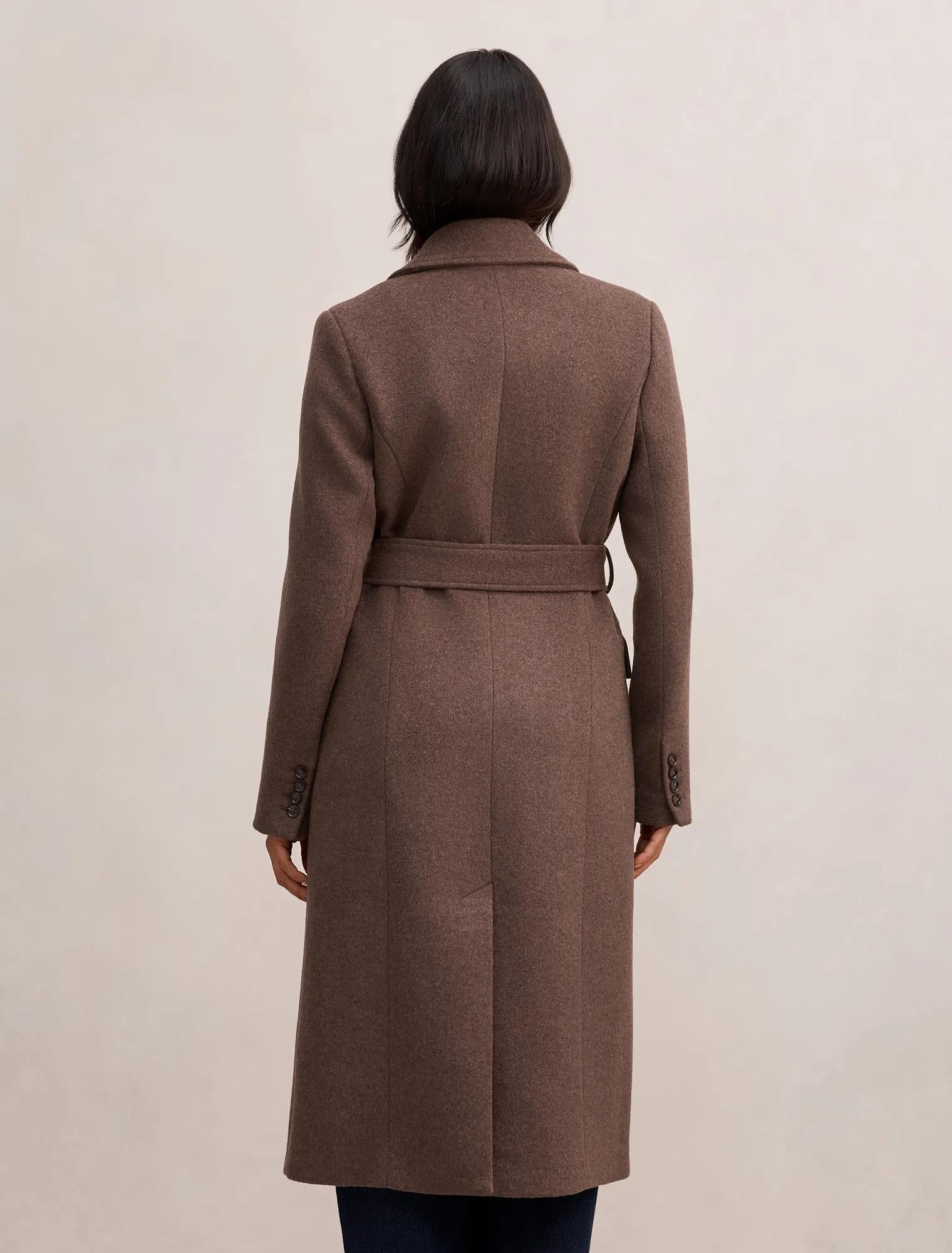 Ember Double Breasted Wrap Coat Mid Brown