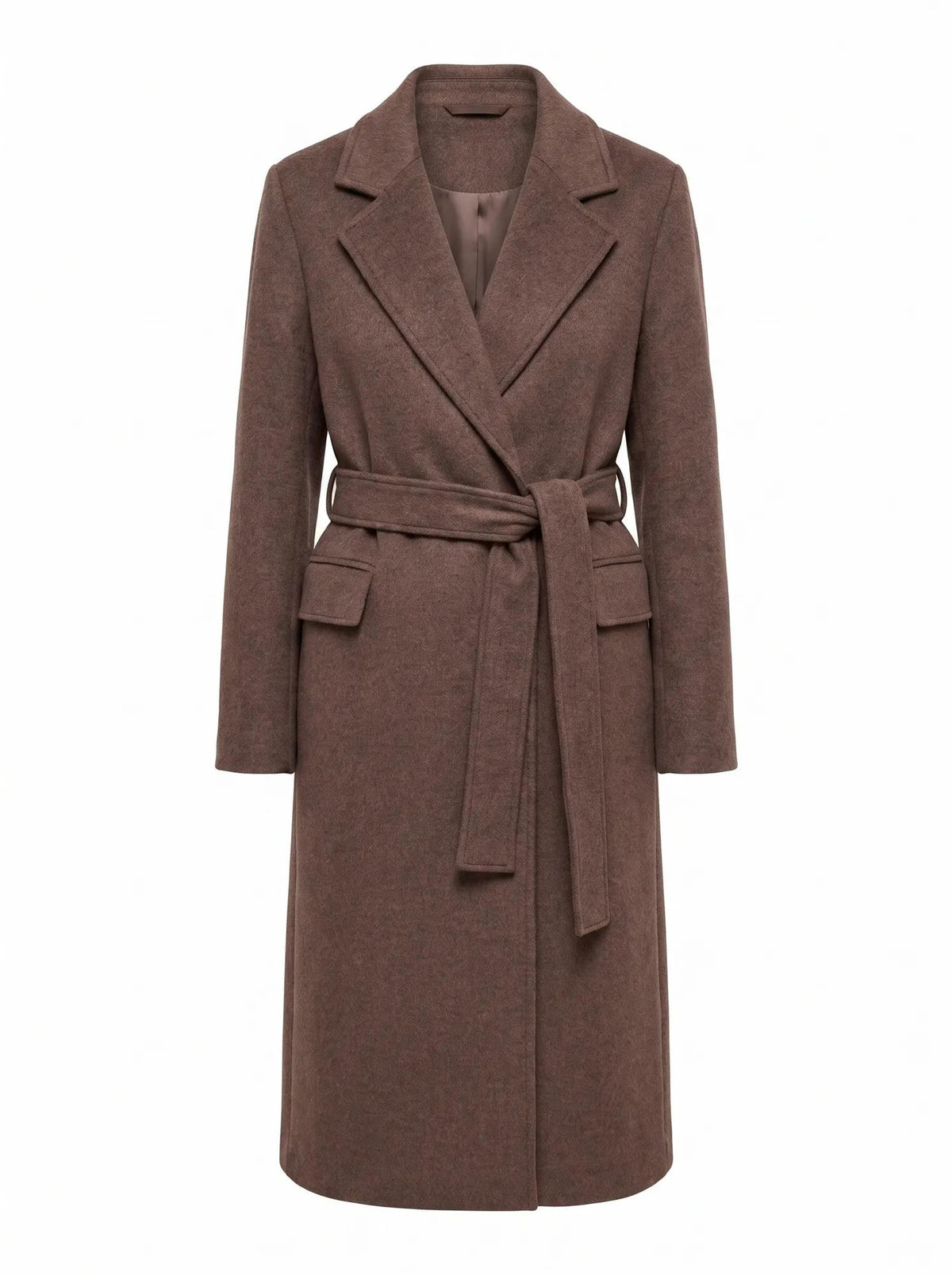 Ember Double Breasted Wrap Coat Mid Brown_mannequin