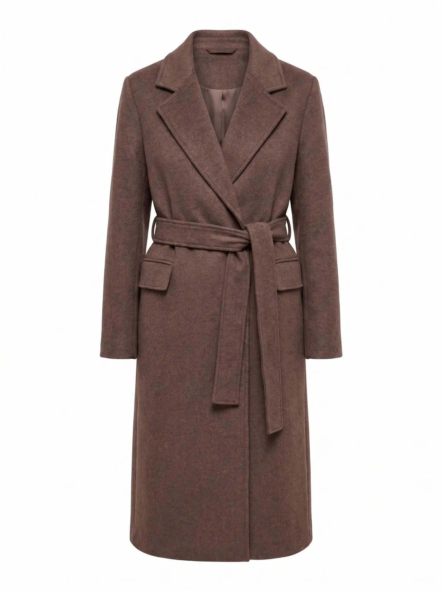 Ember Double Breasted Wrap Coat Mid Brown