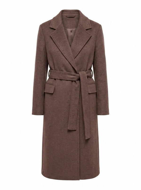 Ember Double Breasted Wrap Coat Mid Brown_mannequin