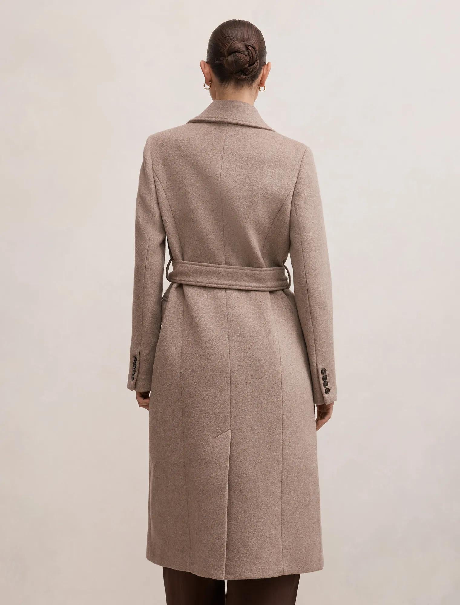 Ember Double Breasted Wrap Coat Oat Marle