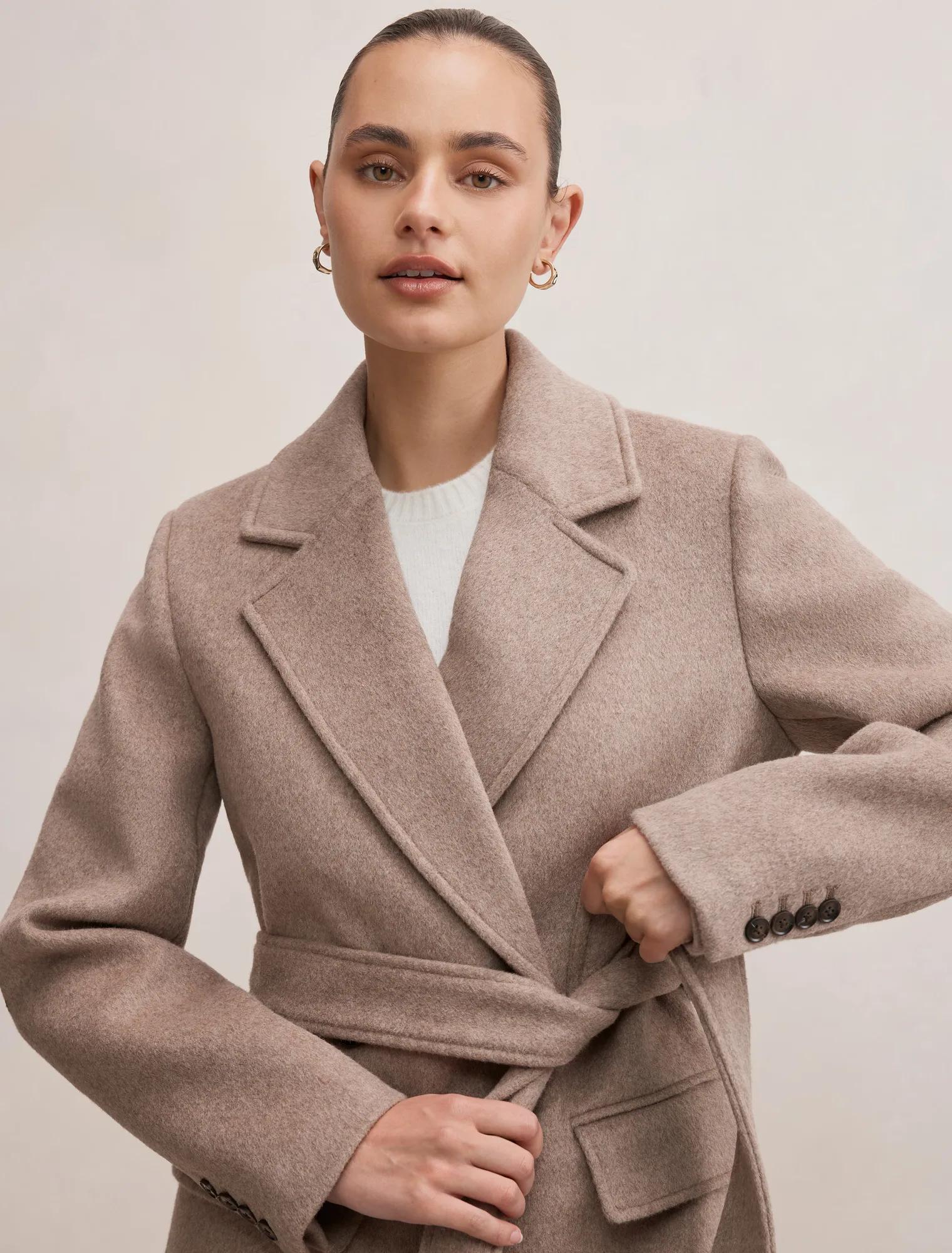 Ember Double Breasted Wrap Coat Oat Marle