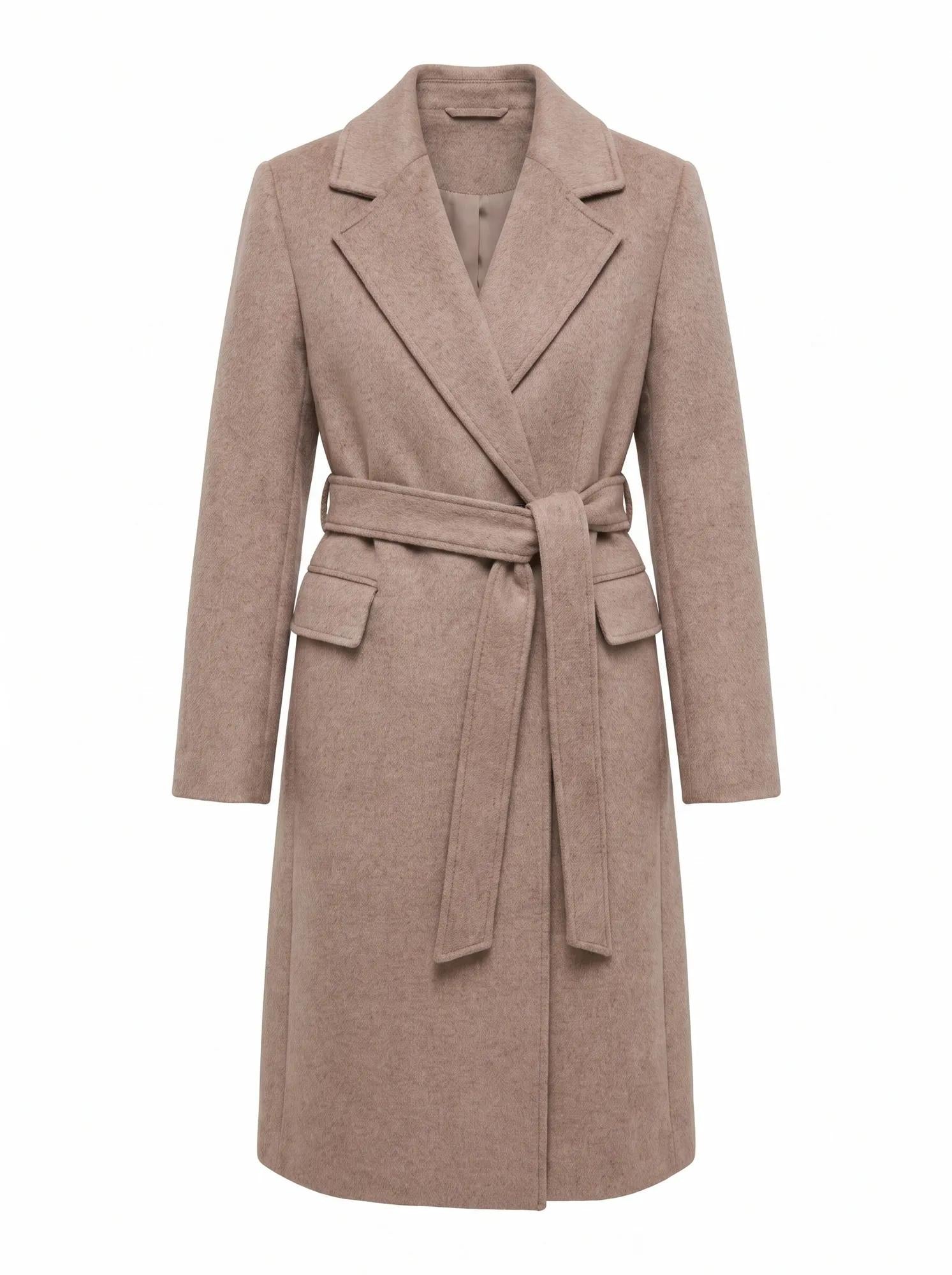Ember Double Breasted Wrap Coat Oat Marle_mannequin