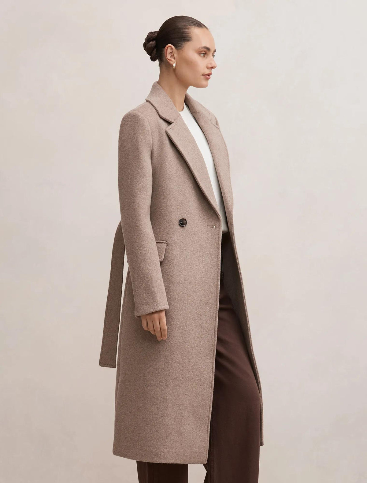 Ember Double Breasted Wrap Coat Oat Marle