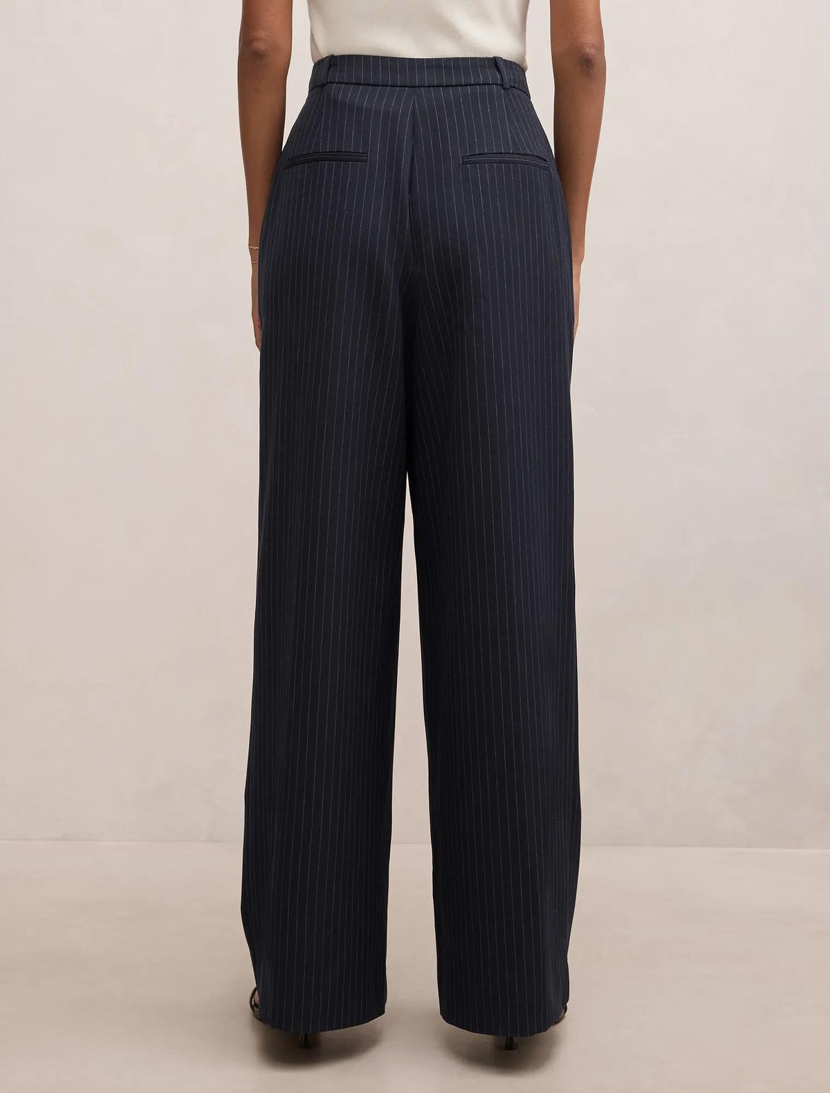 Paloma Petite Wide Leg Pant Navy Pinstripe