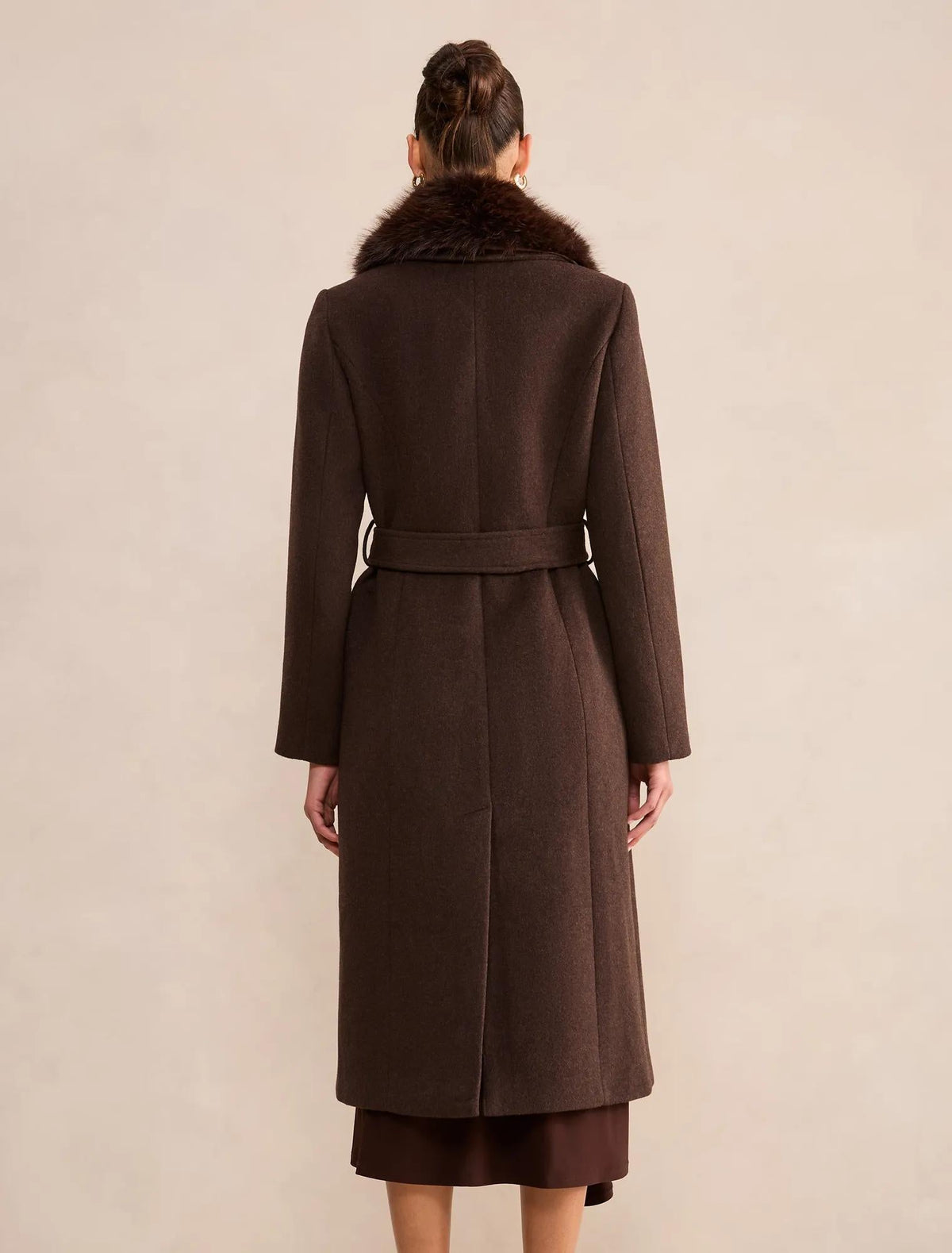 Esme Faux Fur Collar Coat Chocolate