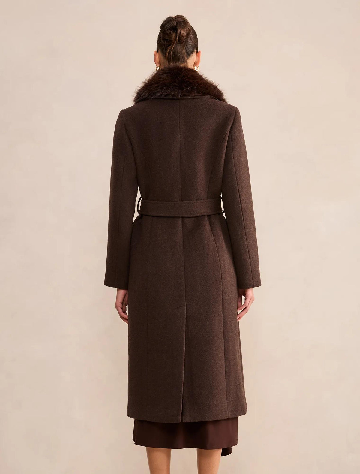 Esme Faux Fur Collar Coat Chocolate