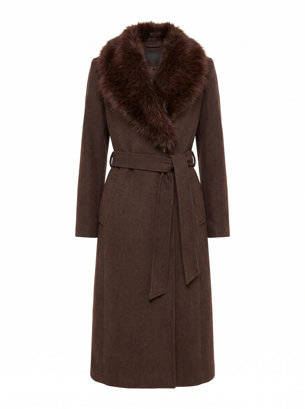 Esme Faux Fur Collar Coat Chocolate_mannequin