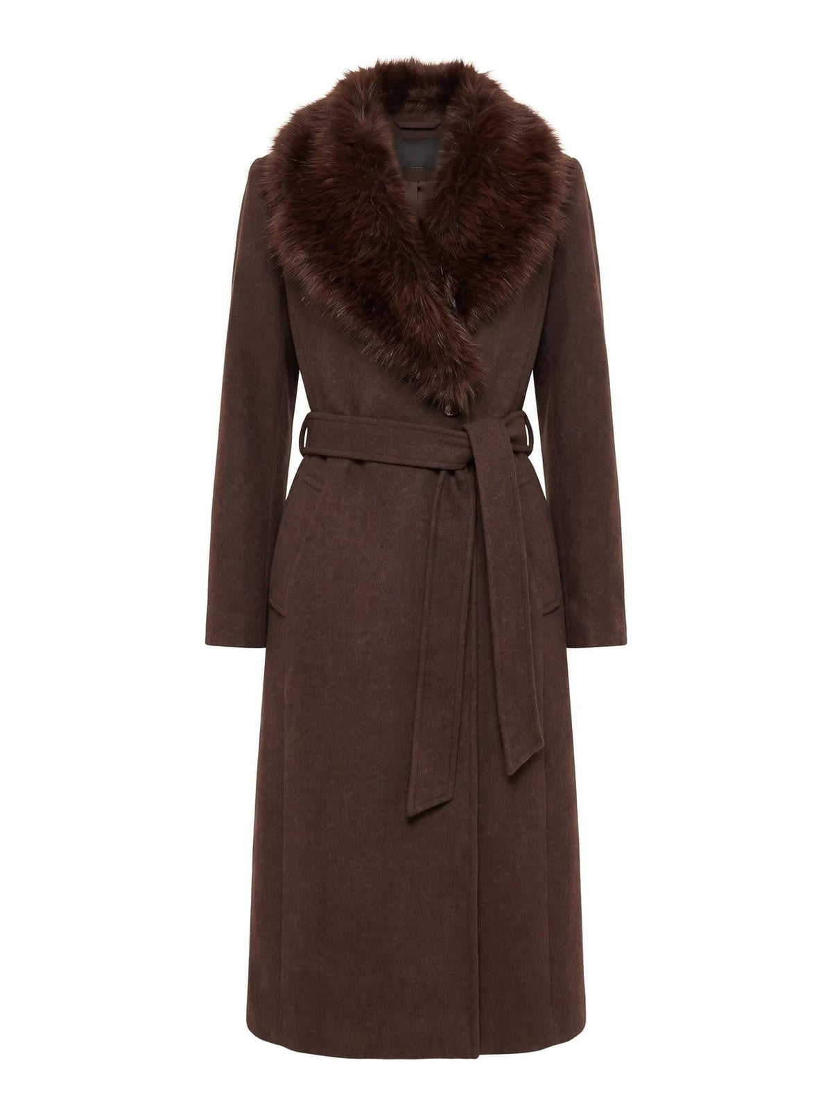 Esme Faux Fur Collar Coat Chocolate