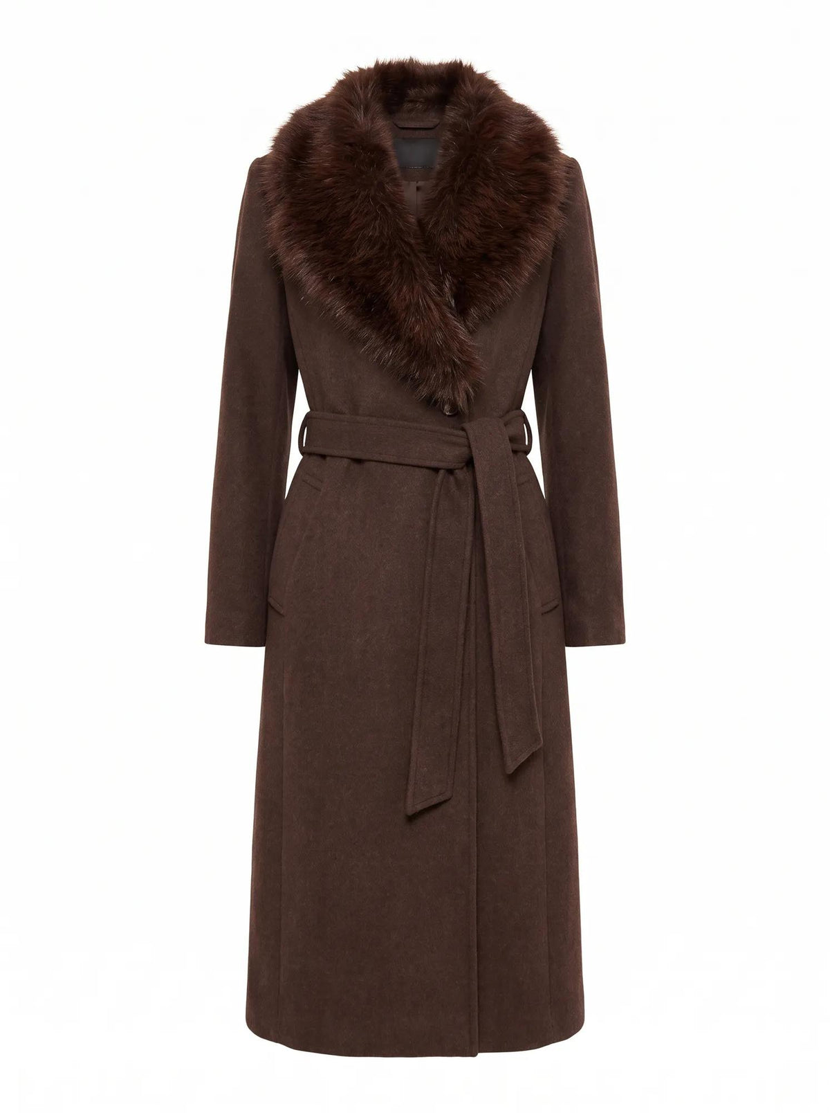 Esme Faux Fur Collar Coat Chocolate_mannequin