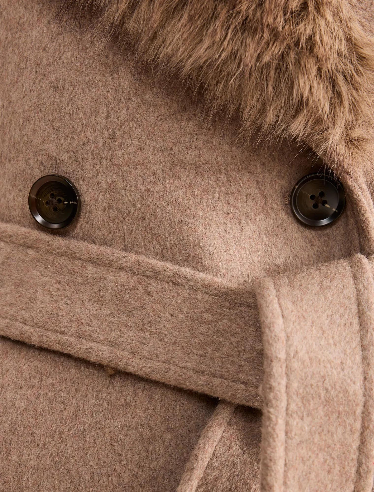 Esme Faux Fur Collar Coat Neutral Mink Marle