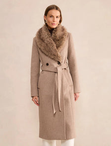 Esme Faux Fur Collar Coat Neutral Mink Marle
