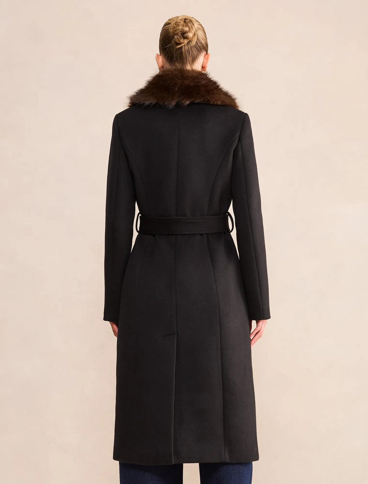 Esme Faux Fur Collar Coat Black/Choc