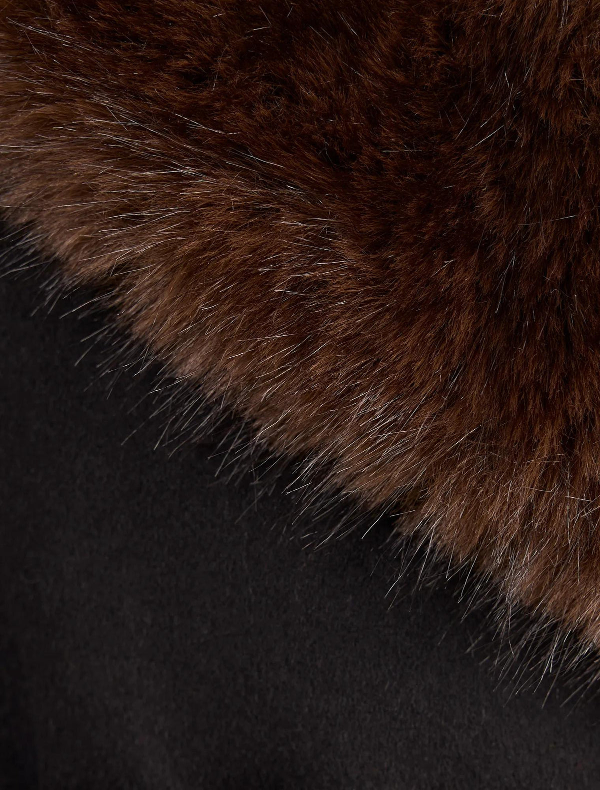 Esme Faux Fur Collar Coat Black/Choc