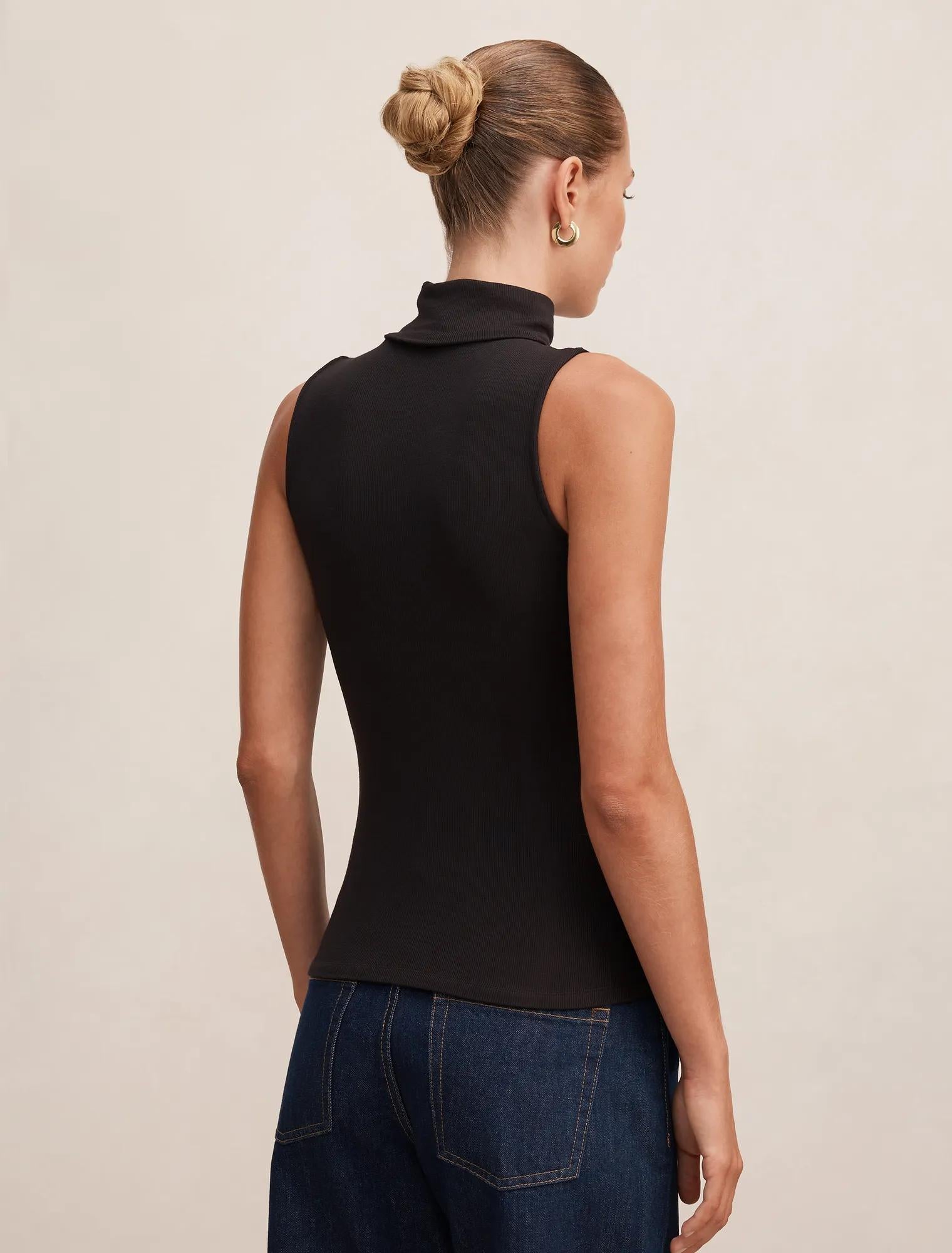 Kate Roll Neck Tank Black
