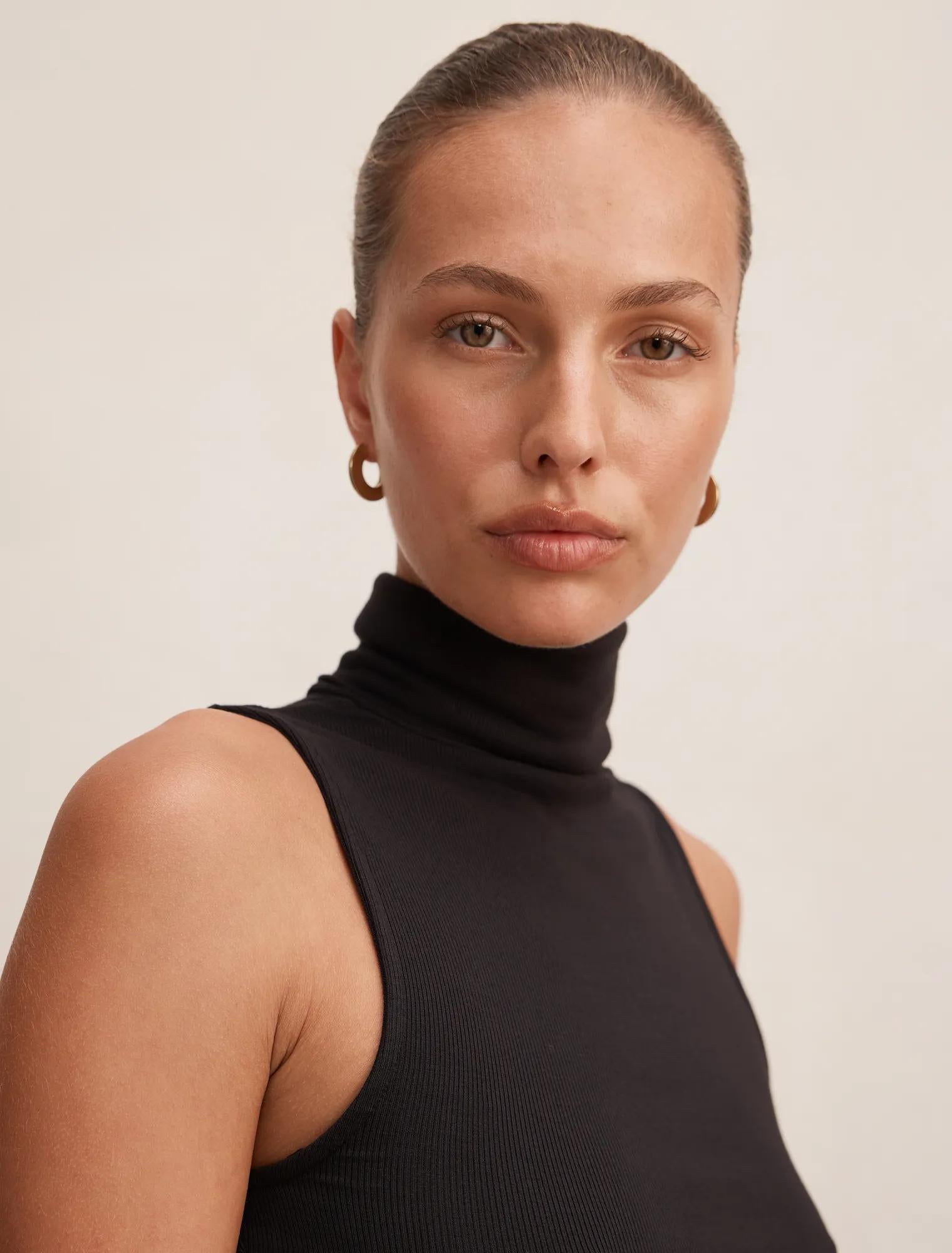 Kate Roll Neck Tank Black