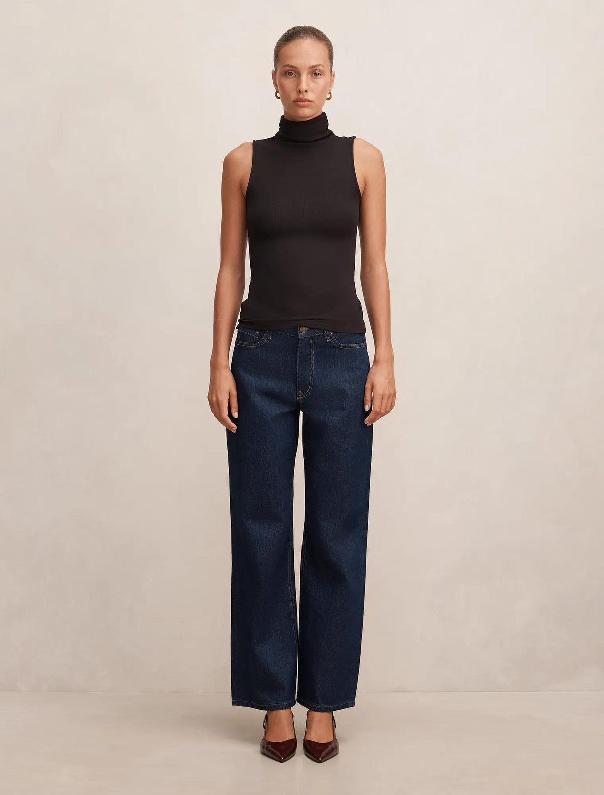 Kate Roll Neck Tank Black