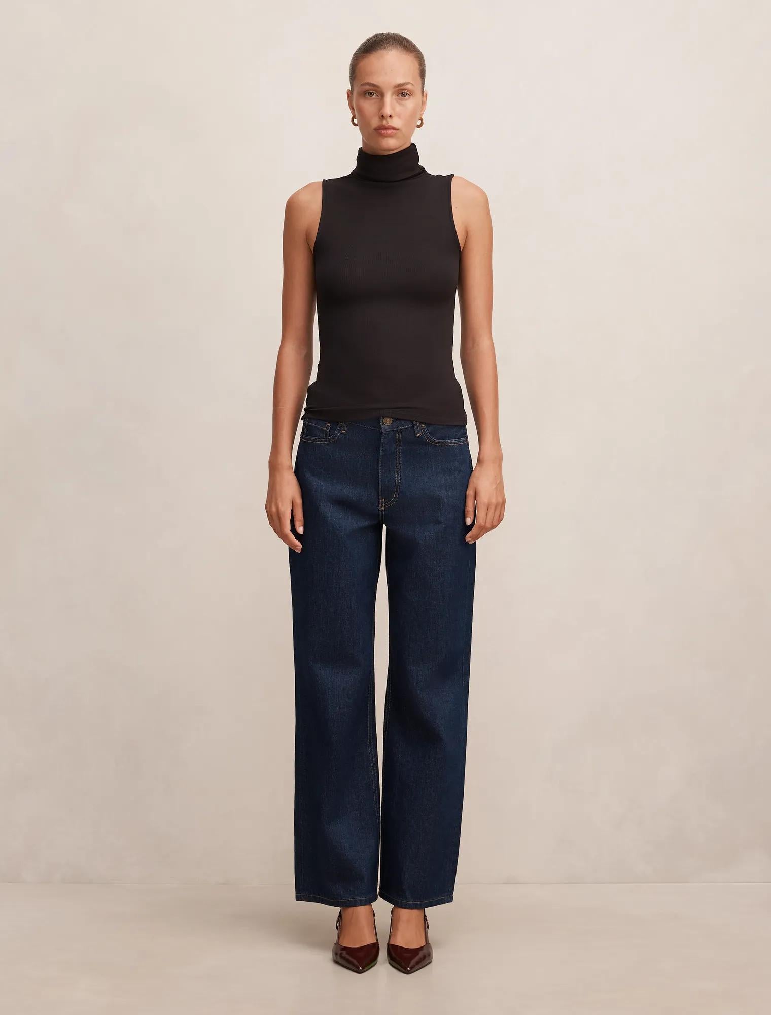 Kate Roll Neck Tank Black