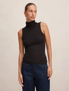 Kate Roll Neck Tank Black