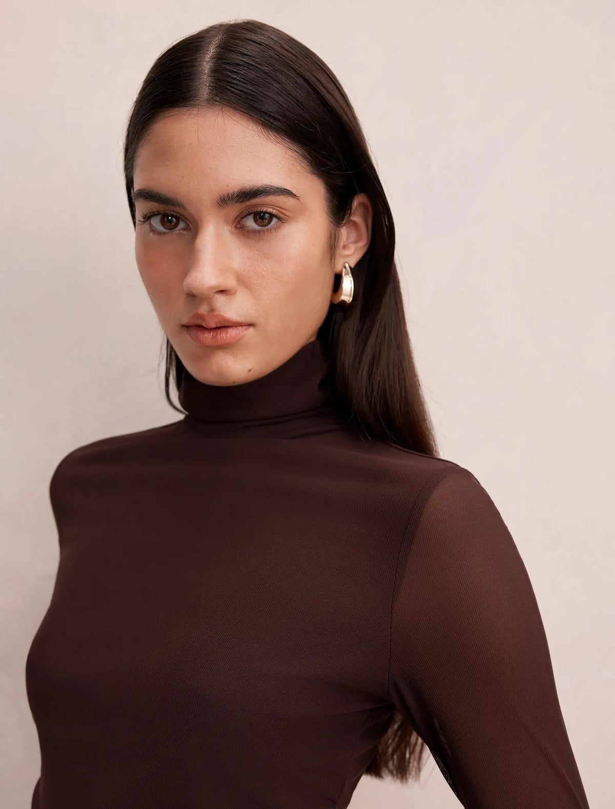 Halston Roll Neck Long Sleeve Chocolate Freckle