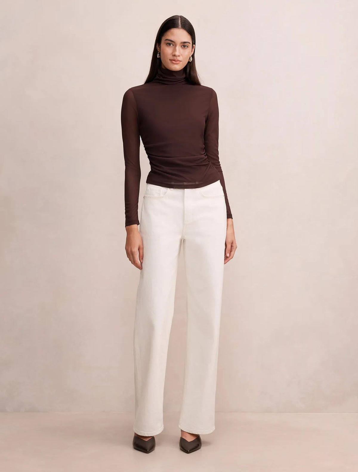 Halston Roll Neck Long Sleeve Chocolate Freckle