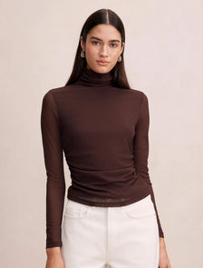 Halston Roll Neck Long Sleeve Chocolate Freckle