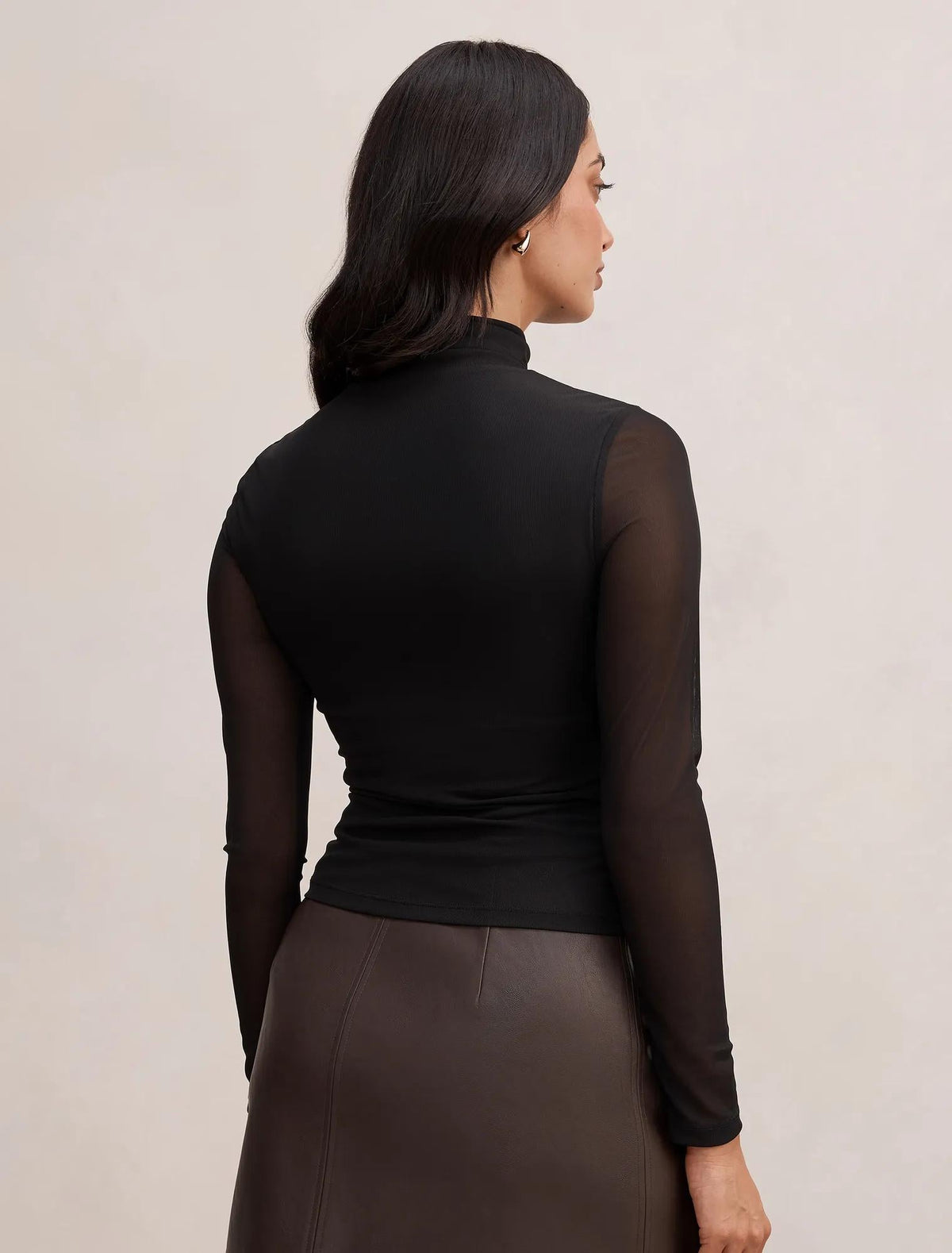 Halston Roll Neck Long Sleeve Black