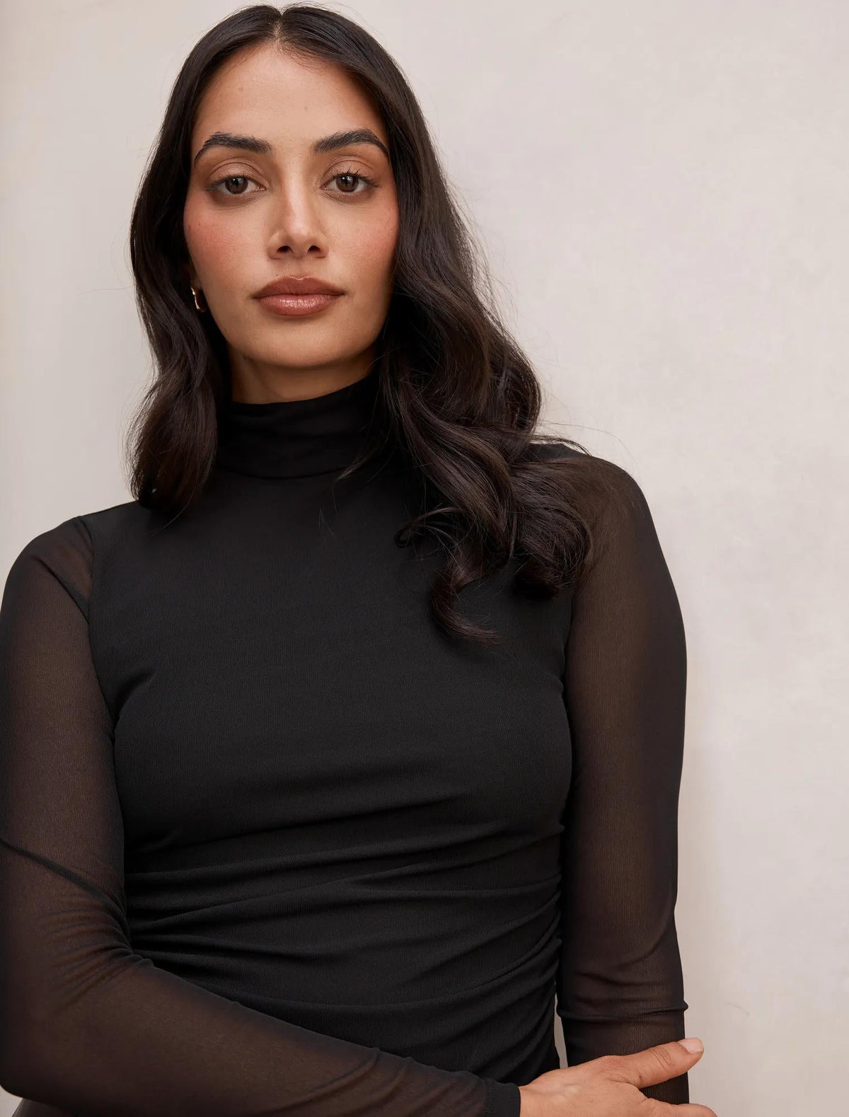 Halston Roll Neck Long Sleeve Black