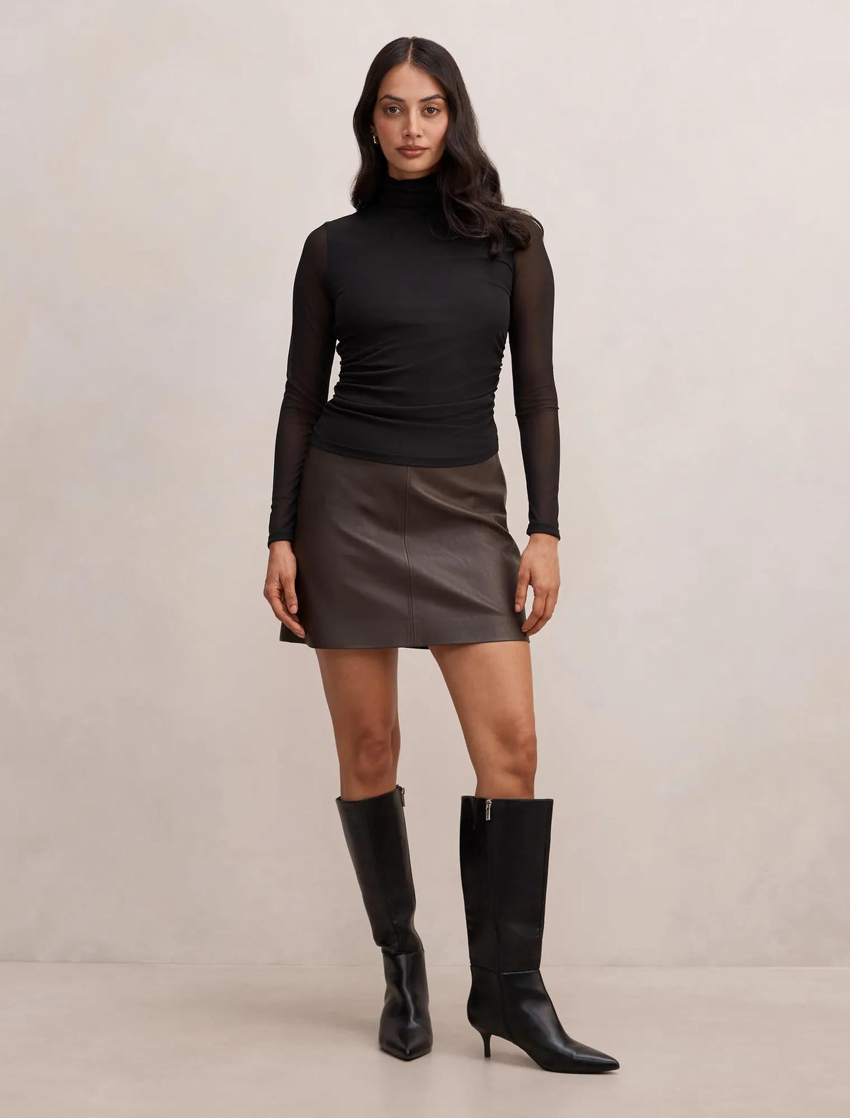 Halston Roll Neck Long Sleeve Black