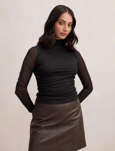 Halston Roll Neck Long Sleeve Black