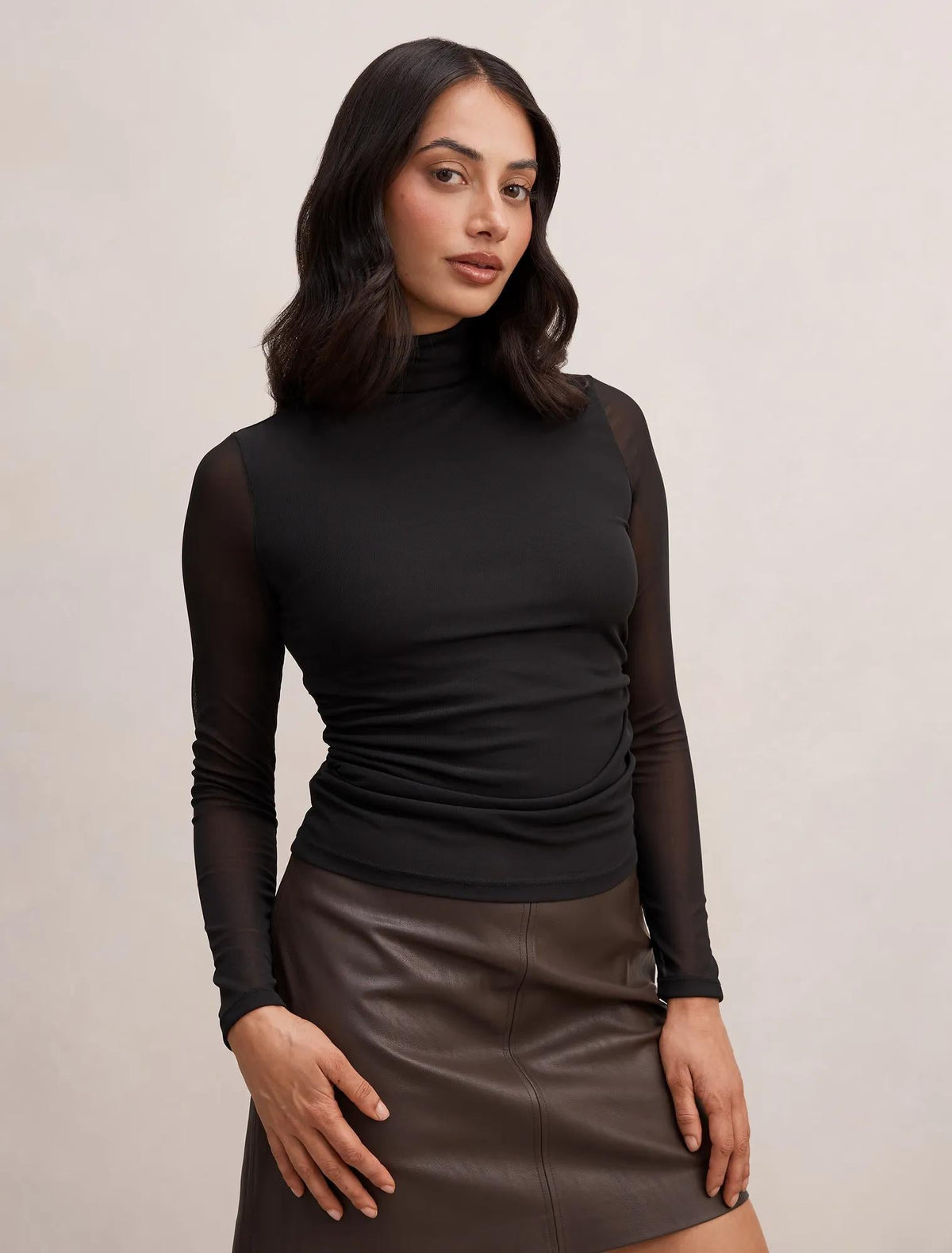 Halston Roll Neck Long Sleeve Black