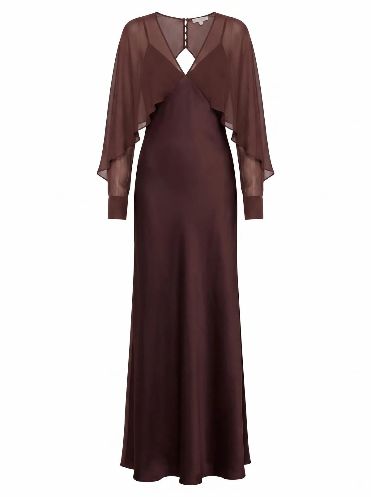 Electra Sleeve Cape Maxi Dress Dark Chocolate