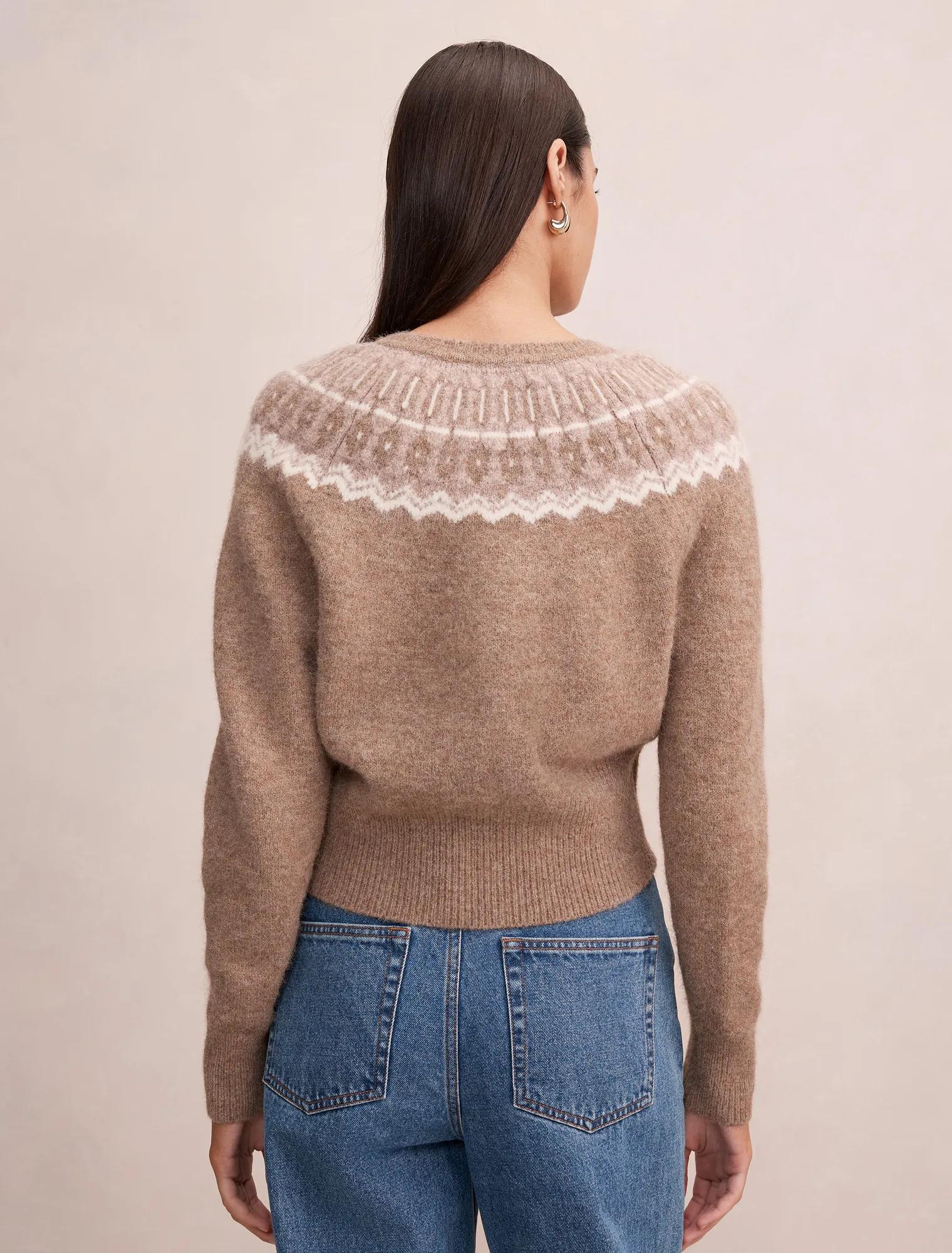 Billie Fair Isle Cardigan Mocha Fairisle