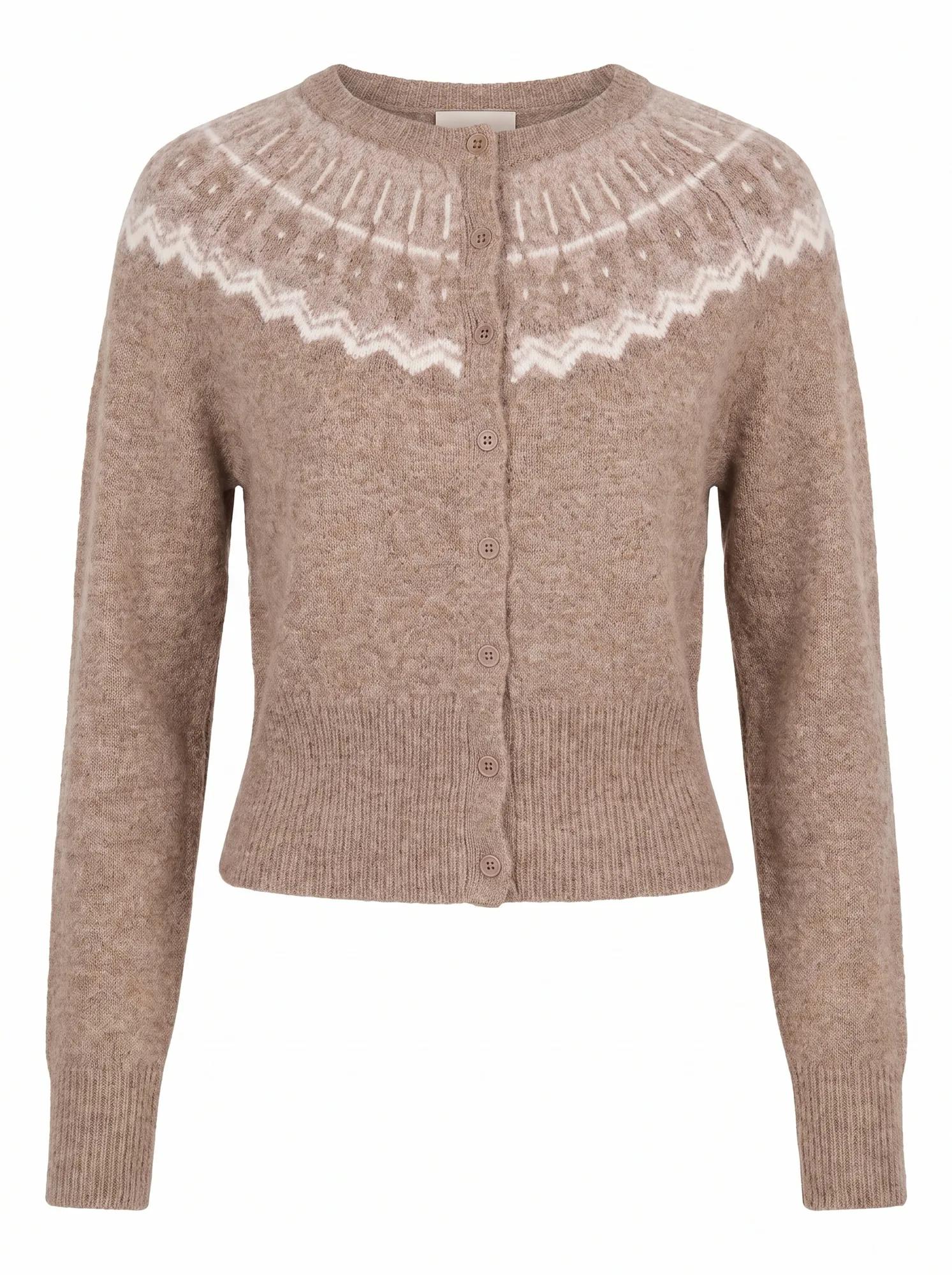 Billie Fair Isle Cardigan Mocha Fairisle_mannequin