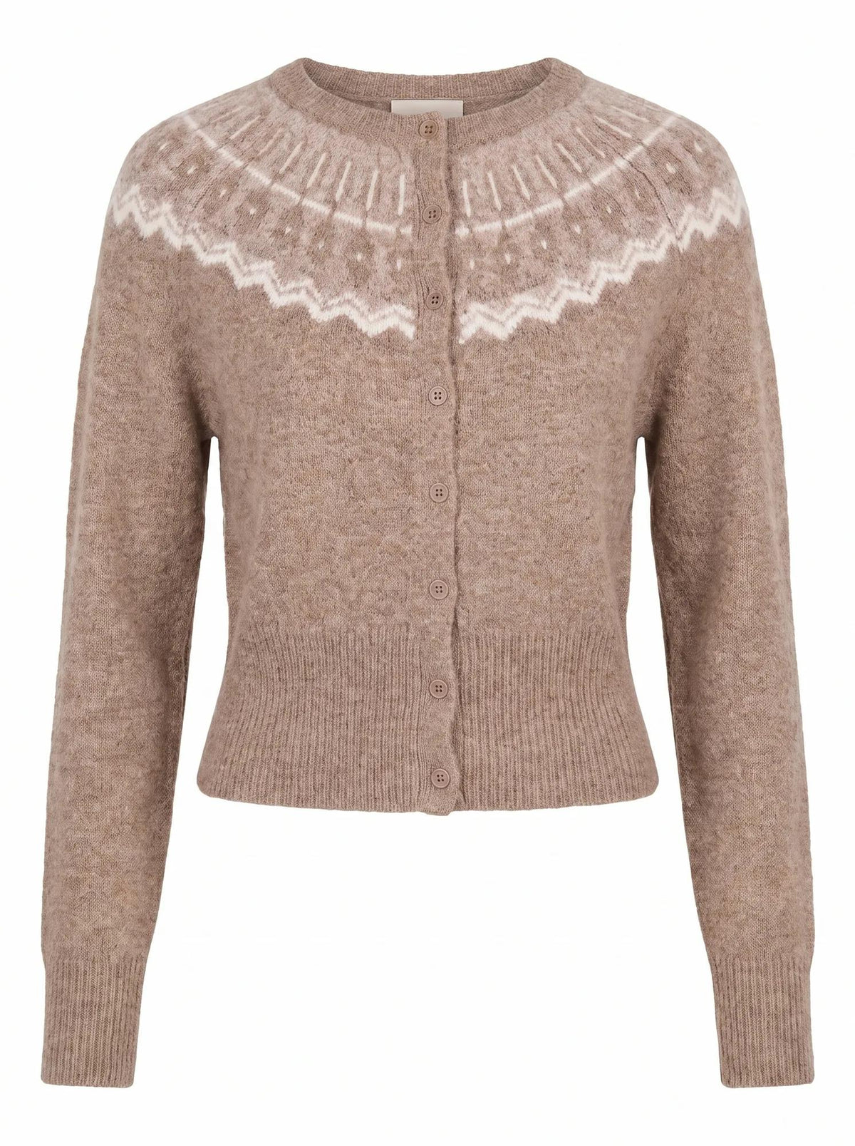 Billie Fair Isle Cardigan Mocha Fairisle_mannequin