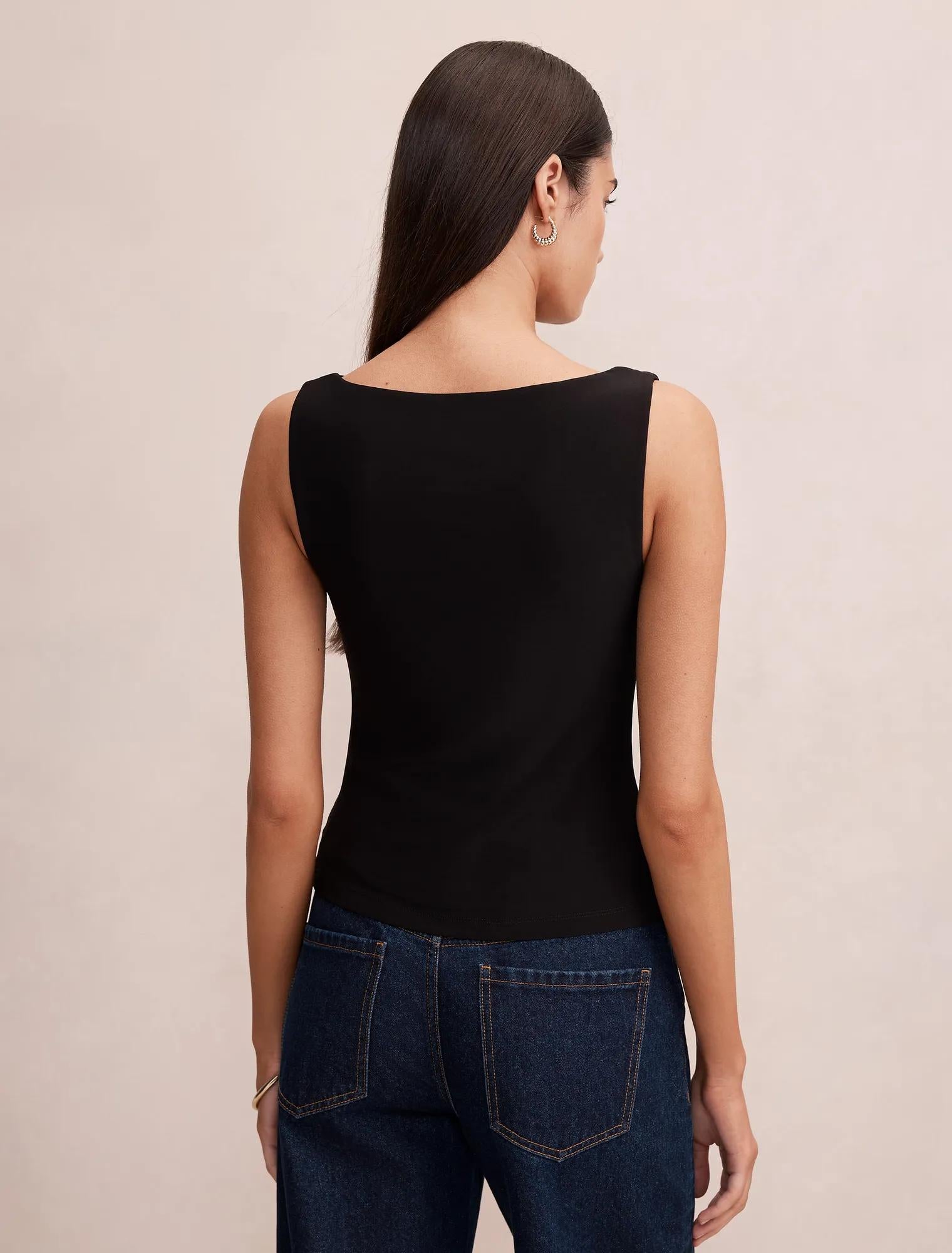 Hope Layered Lace Cowl Top Black
