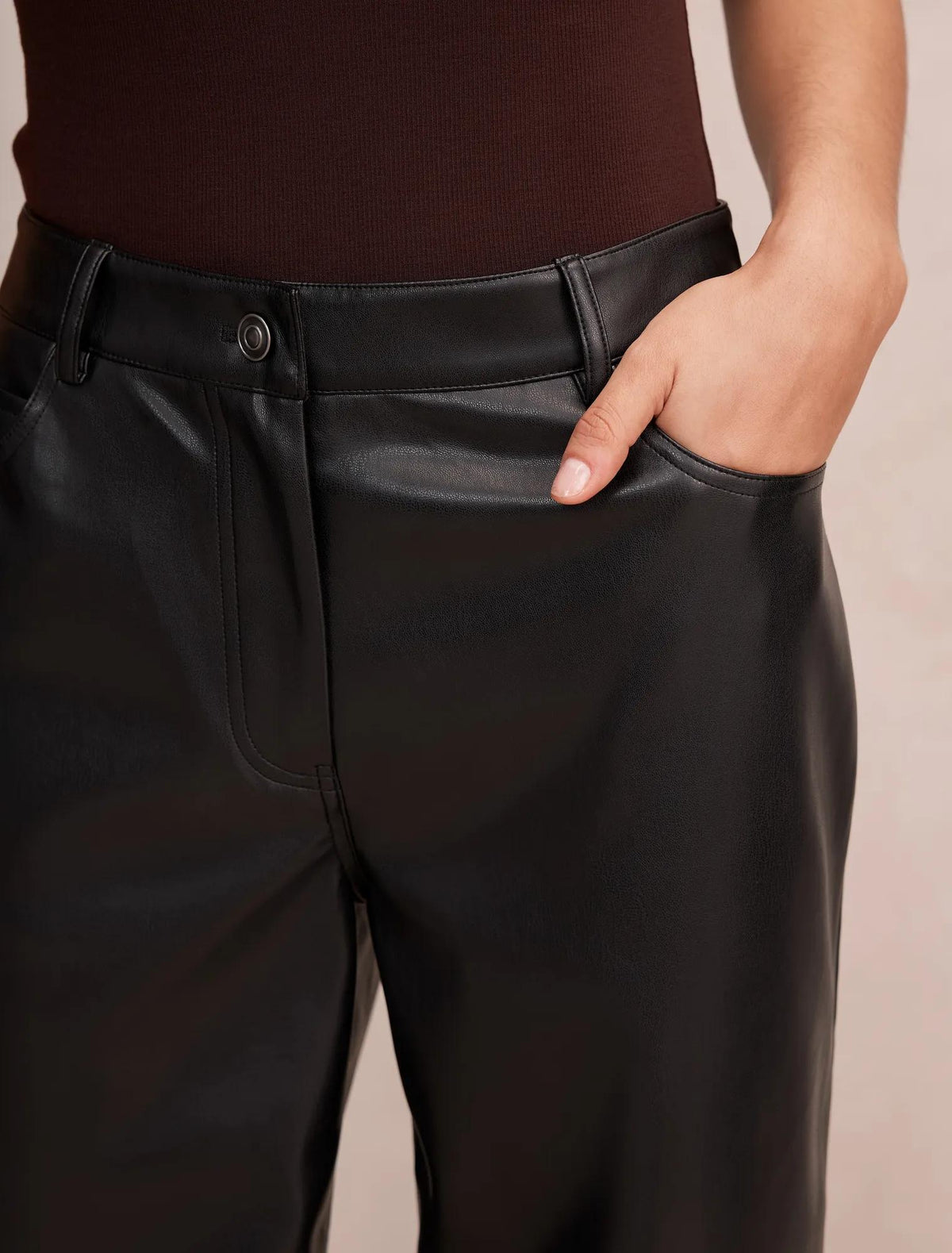 Cara PU Barrel Leg Pant Black
