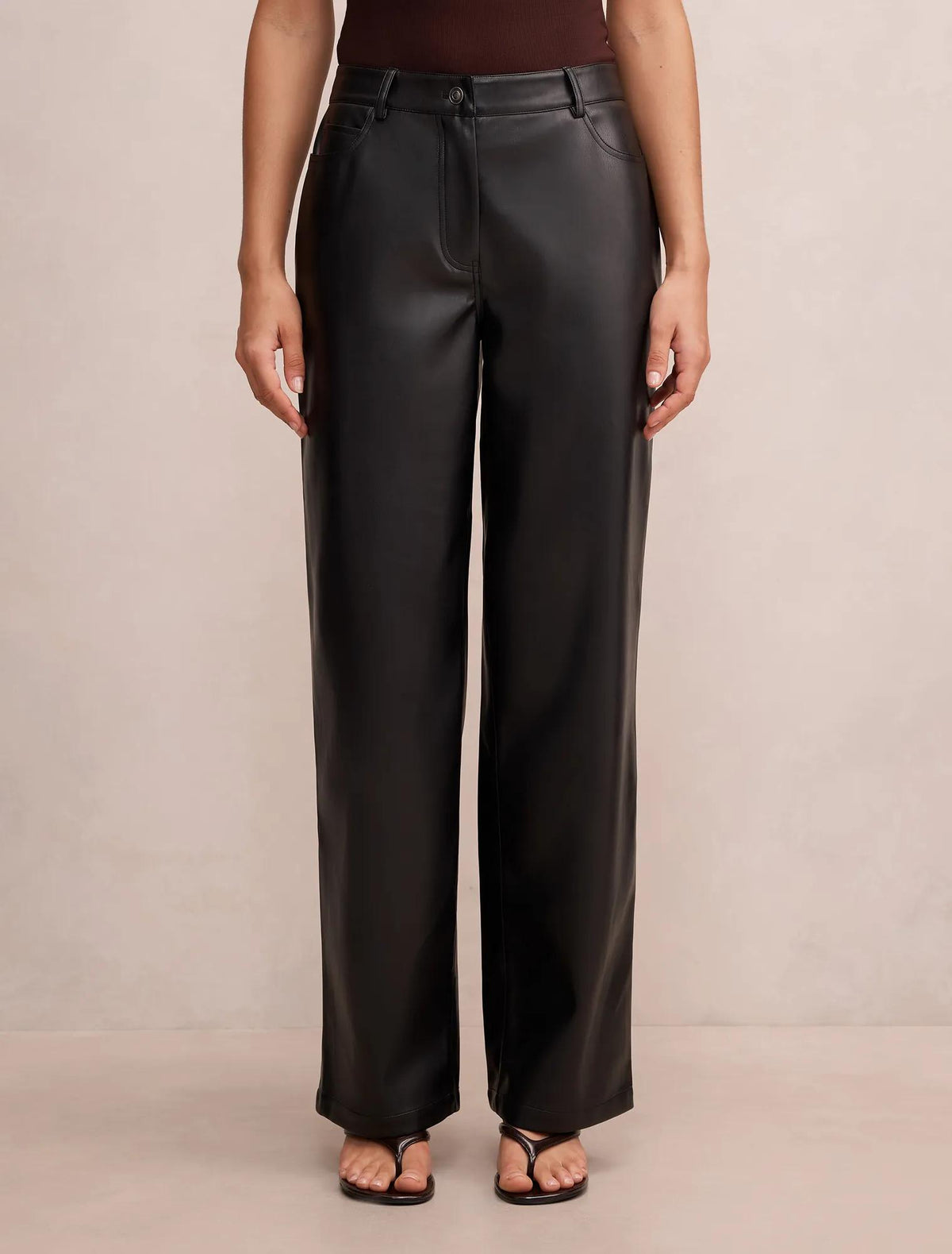 Cara PU Barrel Leg Pant Black