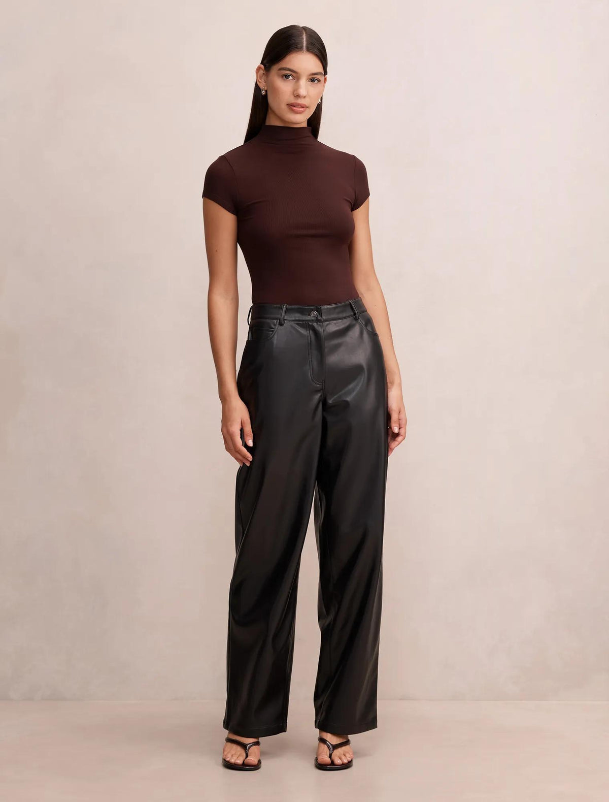 Cara PU Barrel Leg Pant Black