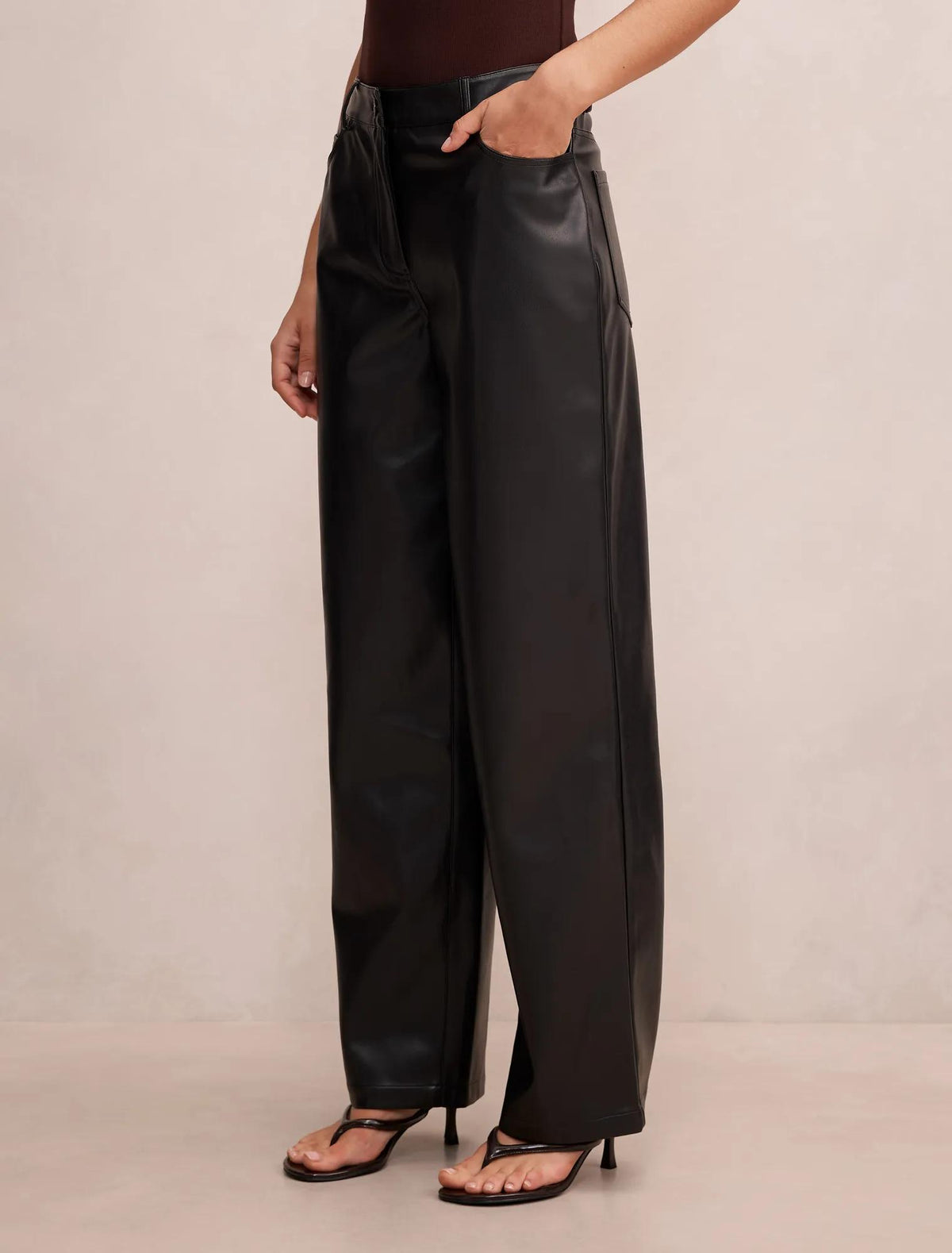 Cara PU Barrel Leg Pant Black
