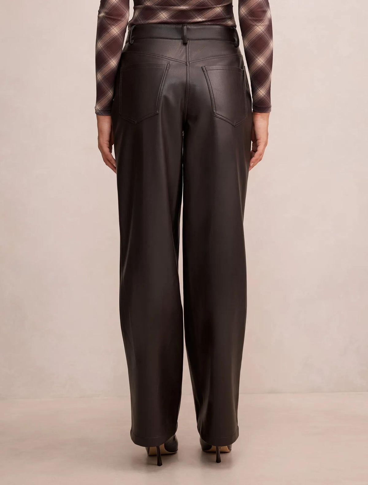 Cara PU Barrel Leg Pant Chocolate