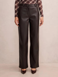 Cara PU Barrel Leg Pant Chocolate