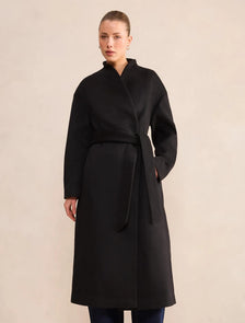 Courtney Curved Funnel Neck Coat Black
