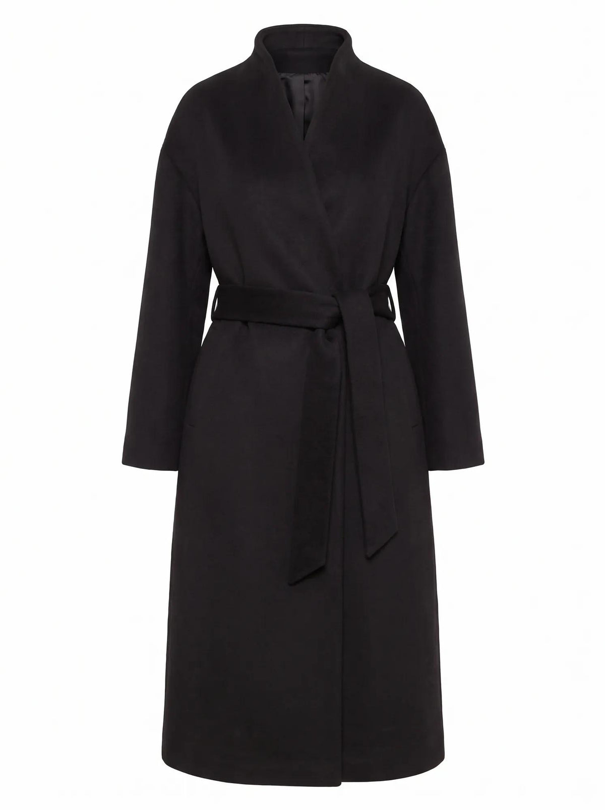 Courtney Curved Funnel Neck Coat Black_mannequin