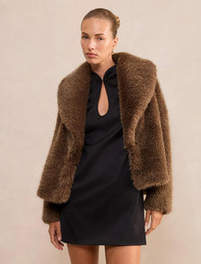 Frankie Faux Fur Jacket Chocolate